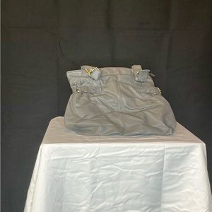 Grey leather shoulder bag